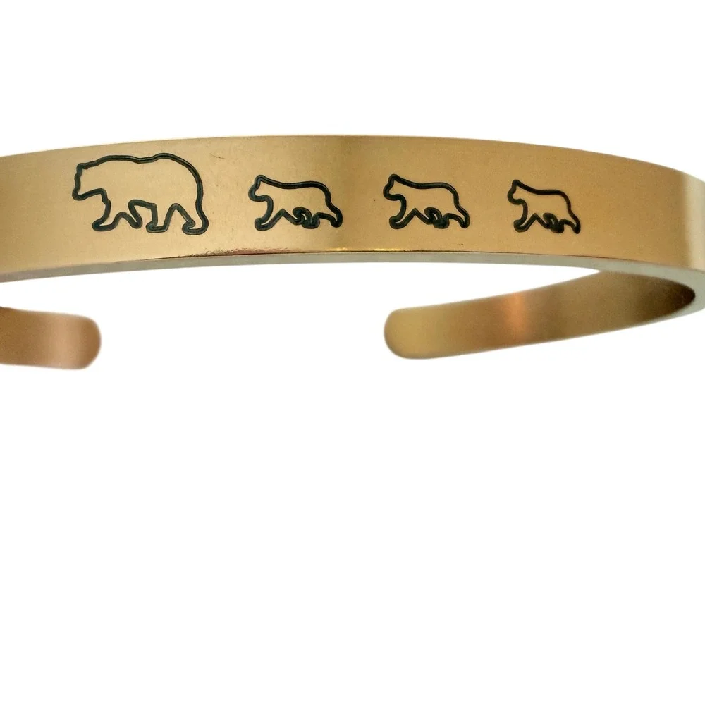 Mint & Lily Cuff Bracelet Womens OS Rose Gold Mama Bear 3 Cubs Arrow Engraved